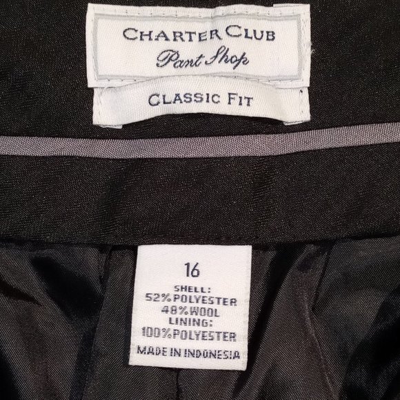 Charter Club Wool Blend Trousers Wms sz 16 Dark Gray Classic Fit Lined NWT - Picture 9 of 11